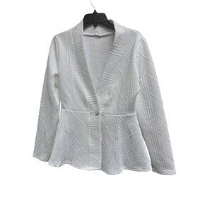 LOAIHA Women's Medium Ruffled Blazer Jacquard Textured One Button Business Jacke